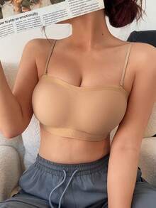 Napfluff 1pc Apricot Seamless Strapless Bra For Women - Apricot - View 4
