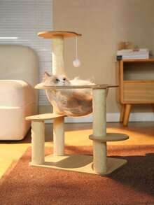 1PC Multi Tier Compact Cat Tree Tower With Space Capsule Cat Condo Scratching Posts Jump Platforms Sisal Wrapped Stable Durable Indoor Cat Activity Furniture Play House For Small Medium Cats - Multicolor - View 5