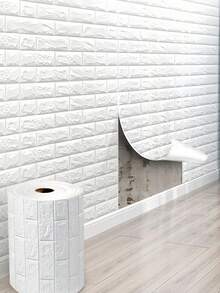 3D Brick Self Adhesive Wall Sticker Waterproof Oil Proof Stain Resistant Renovation Covering Peel Stick Wall Panel Home Decor Easy Install - White - View 7