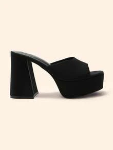 CUCCOO BASICS Women's Mule Sandals, Minimalist Square Toe Design, Wide Single Strap Covering Instep, Thick Chunky Heel Suitable For Commuting - Black - View 5