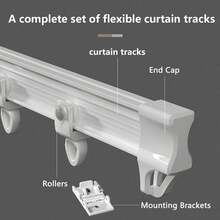 1 Set - Flexible Bendable Ceiling Curtain TrackInstallation Track With Curtain Track System, Room Divider, Curtain Rod, RV Ceiling Curtain Track, White - white - View 2