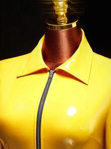 Amplova Women's Halloween Cosplay Black & Yellow Contrast Color Tight Romper Unitard Sexy Casual - Yellow - View 8