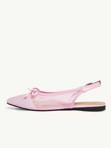 CUCCOO CHICEST Women's Shoes Summer Flat Bottom Pointed Slingback Shoes Mesh Bow Breathable Buckle Fashion Mules Shoes Casual Daily Wear - Pink - View 11