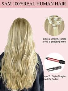 Clip In Hair Extensions Real Human Hair, Remy Human Hair Extensions Clip Ins For Women, Natural Human Hair, 70-120g 7Pcs - S18/613 - View 11