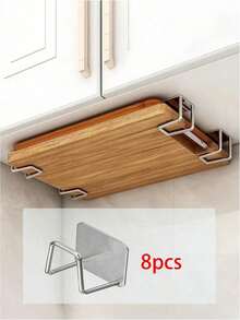 1/2/3/4/8/12 PIEZAS Estante de almacenamiento de cocina de acero inoxidable plateado Estante autoadhesivo para el fregadero Entrada Sala de estar Baño Artículos esenciales para el hogar - Plateado - Ver 16