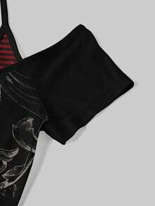 Attitoon 萬聖節哥德風 Y2K 十字架基礎圖案 T-shirt - 彩色 - 查看 5