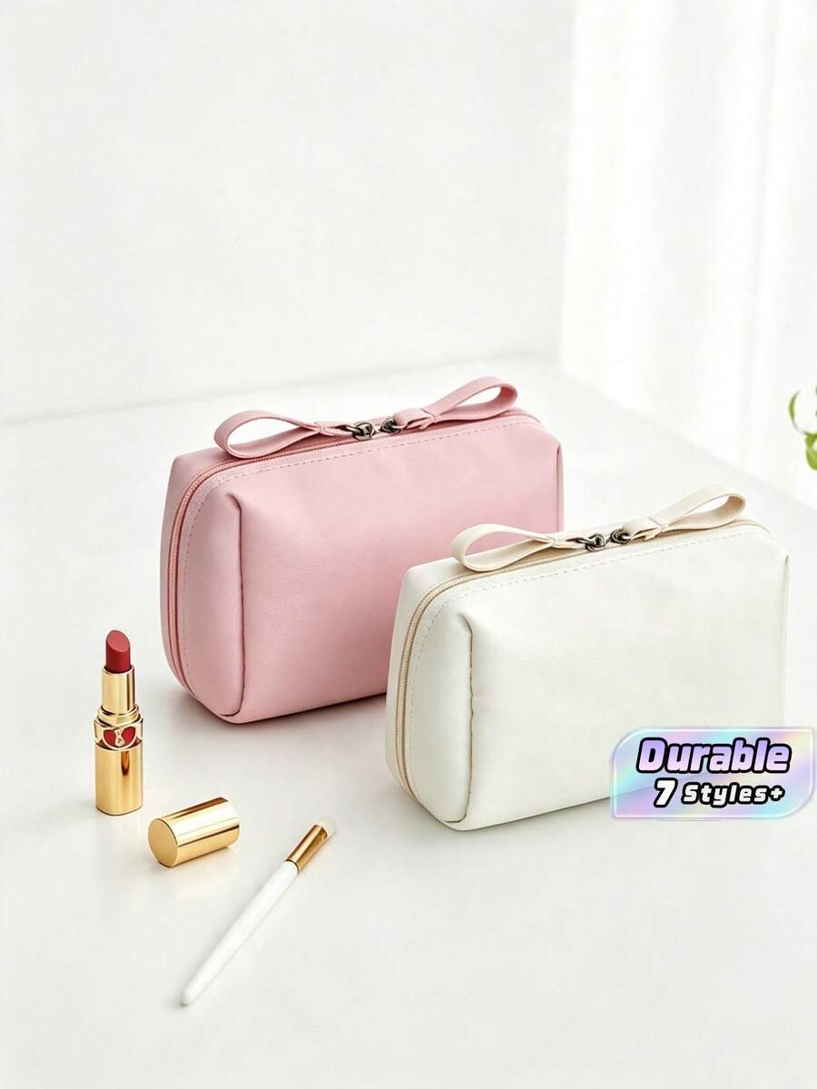 Minimalist Influencer-Style Handheld Makeup Bag, Multi-Purpose Storage Pouch For Data Cables & Earphones, Portable Cosmetic Organizer Bag For Lipsticks & Makeup Essentials - Multicolor - View 1
