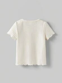 Maija Kids Maija Kids 3pcs/Set Young Girl Lace Trim Round Neck Short Sleeve T-Shirt - White - View 5