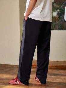 Whitmere Men's Casual Patchwork Contrast Color Pants - Black - View 2