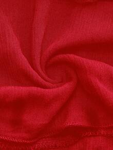 BELROSIE Vestido de malla Dobby con lazo y volantes, cuello halter, atuendo de vacaciones para mujer - Rojo - Ver 5
