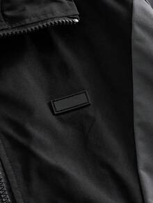 SWAVVY Men's Autumn Casual Colorblock Patchwork Jacket - Black - View 4