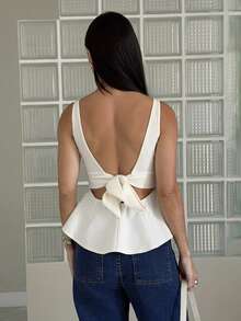 Yohana Edit Women's Backless Butterfly A-Line Top, Summer New Arrival,Summer Top Casual - Apricot - View 2