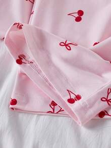 Tween Girl Cherry Print Top And Pants Loungewear - Pink - View 7