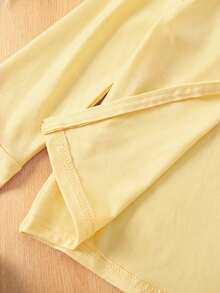 SHEIN 女童素色拉鍊休閒日常長袖外套 - 黃色 - 查看 10