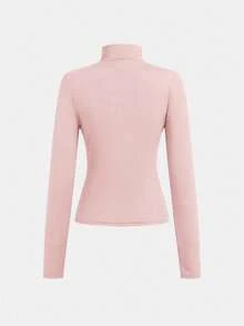 SHEIN Girlism Teen Girls 2pcs Set Zipper Solid Color Long Sleeve Top And Long Pants,Casual Sports Fashion Suit - Dusty Pink - View 13