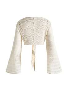 ROMWE Plus Size Women Hippie Bohemian Style Embroidered Cardigan With Moon And Star Pattern - Apricot - View 2