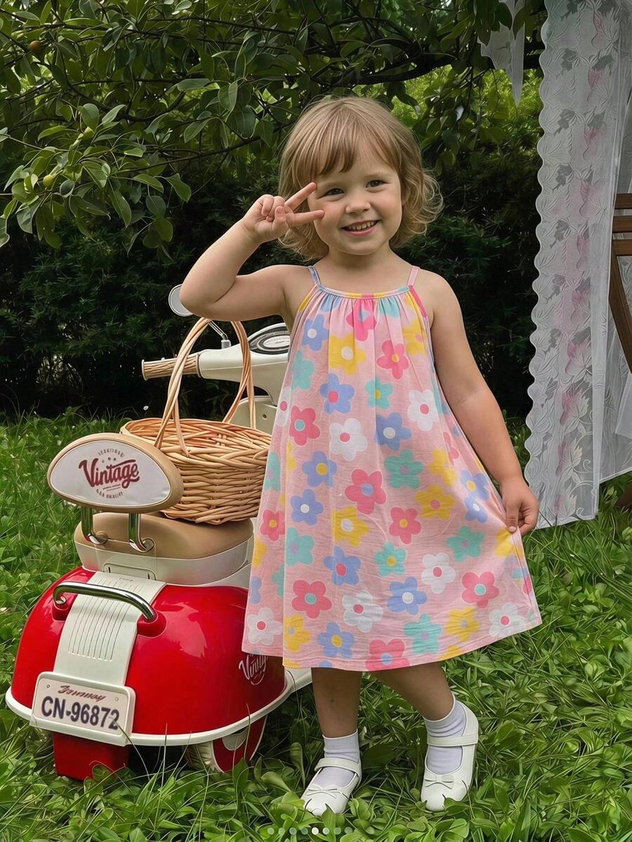 THE HAPPY LOOK Young Girl Floral Print Camisole Dress, Versatile And Comfortable - Multicolor - View 1