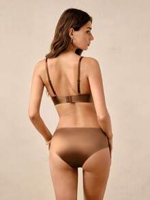Hourtrue Women's 2pcs Lace Patchwork Lingerie Set - Coffee Brown - View 2
