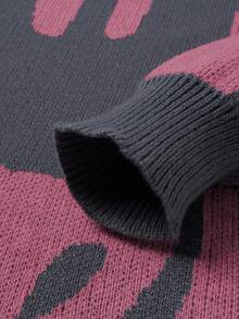 Manfinity CasualKnits 男士休閒度假用復古拼接配色圓領長袖針織衫 - 珊瑚粉 - 查看 4