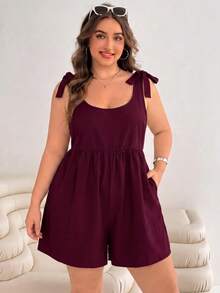 Solflare Mono casual de uso diario con fruncido de color liso para mujer talla grande - Burdeos - Ver 5
