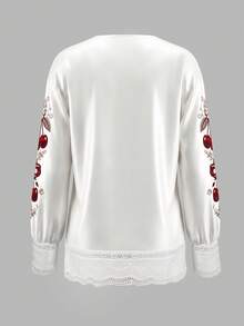 Resyla Women's Letter Print Casual Daily Long Sleeve Top - White - View 2