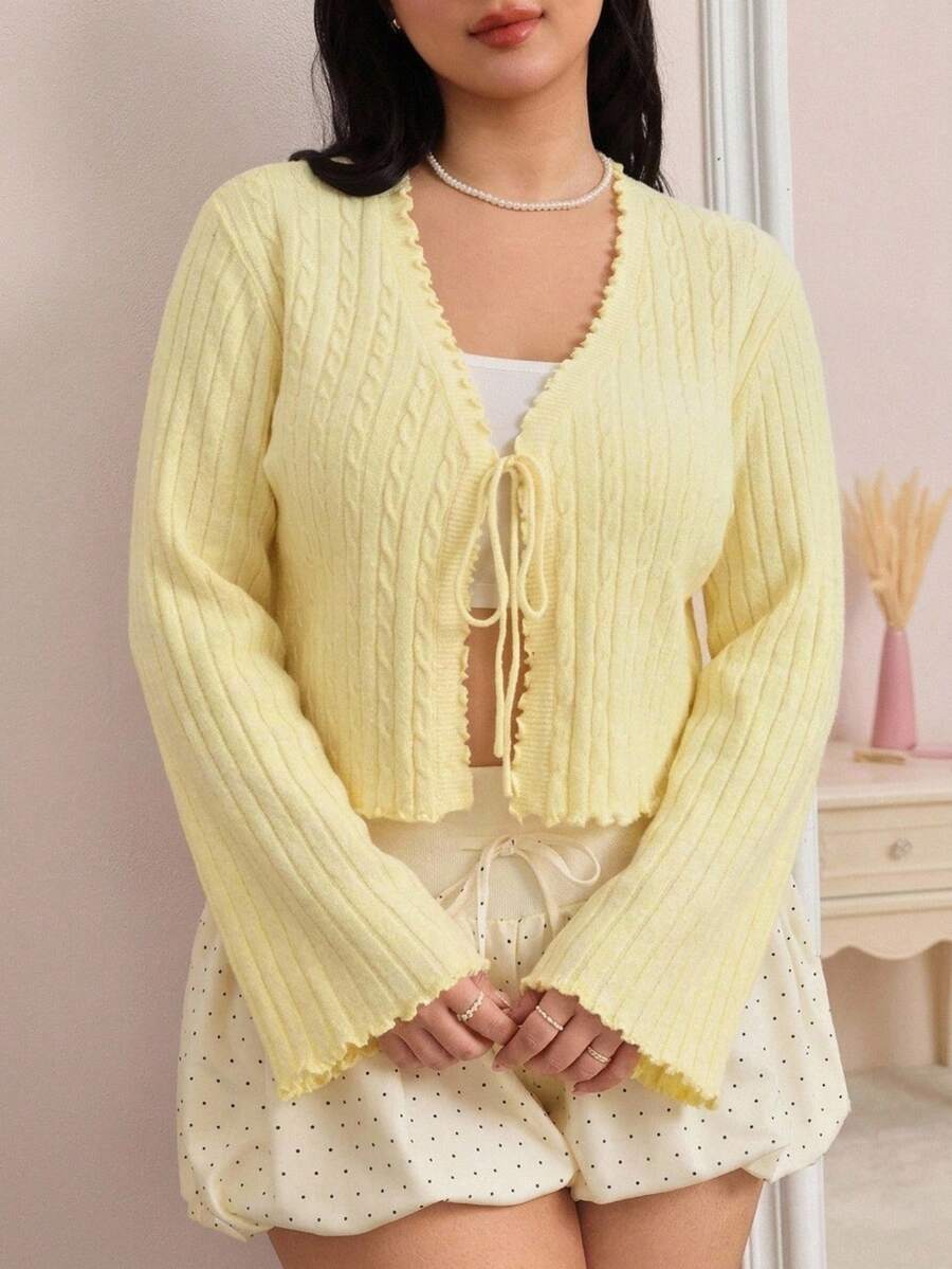 CovetEZ 大尺碼女款純色休閒可愛日系百搭開襟衫,適合日常穿著、返校、辦公正式場合,黃色,夏冬款 - 淡黃色 - 查看 1