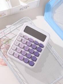 1pc Dopamine Rainbow Candy Print Calculator, 12-Digit Large Display, Cute Gradient Color Retro Design Student & Office Cashier Use,School Supplies,Back To School - Single Piece - View 14