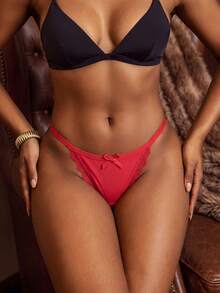 Bare Chapter Women's Lace Trim Thong Panties 5-Piece Set - Multicolor - View 3