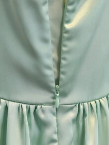 少女優雅奢華綠色緞面修身正式洋裝，適合晚宴、宴會、聖誕節、婚禮花童、舞會、度假、畢業季、開學季及其他場合 - 綠色 - 查看 3