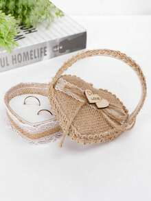 1PC Elegant Fabric Creative Ring Holder Basket Jewelry Storage Display Tray For Wedding Proposal Engagement Couple Bride Bridesmaid Gift Home Decor Organizer - Multicolor - View 2