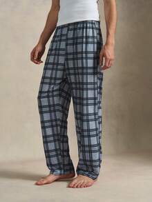 EverLounge Men's Plaid Casual Daily Home Wear Long Pants - Light Grey - View 5