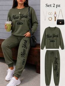 Women Two-Piece Outfits - Verde Militar - View 1