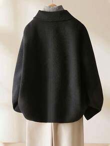 Franclia Chaqueta de diseño minimalista y de moda de unicolor para mujer - Negro - Ver 2