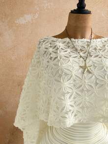 Soleia 2pcs Shawl & Fitted Mini Dress Set, Elegant - White - View 6