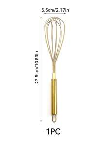 1pc Stainless Steel Egg Mixer, Suitable For Small Kitchen Tools, Used To Mix Egg Liquid And Whipped Cream, Suitable For Making Cakes, Mixing Baking And Cooking, Suitable For Beating Eggs, Cream, Suitable For Parties, Daily Home Cooking, Kitchen Use. - Gold - View 10