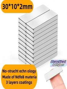 5/10/30pcs Industrial Grade Square Magnet Multi-Pack With Rustproof Coating Workshop Tool Fixing Magnet Block Metal Equipment Maintenance Positioning Sticker Door And Window Safety - silver - View 1
