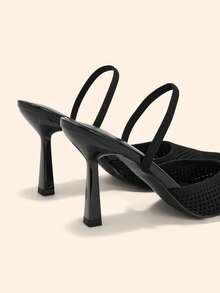 CUCCOO BASICS Sepatu hak tinggi wanita berwarna hitam dengan ujung runcing, terbuat dari kain yang nyaman, cocok untuk gaya perjalanan ke kantor. - Hitam - View 5