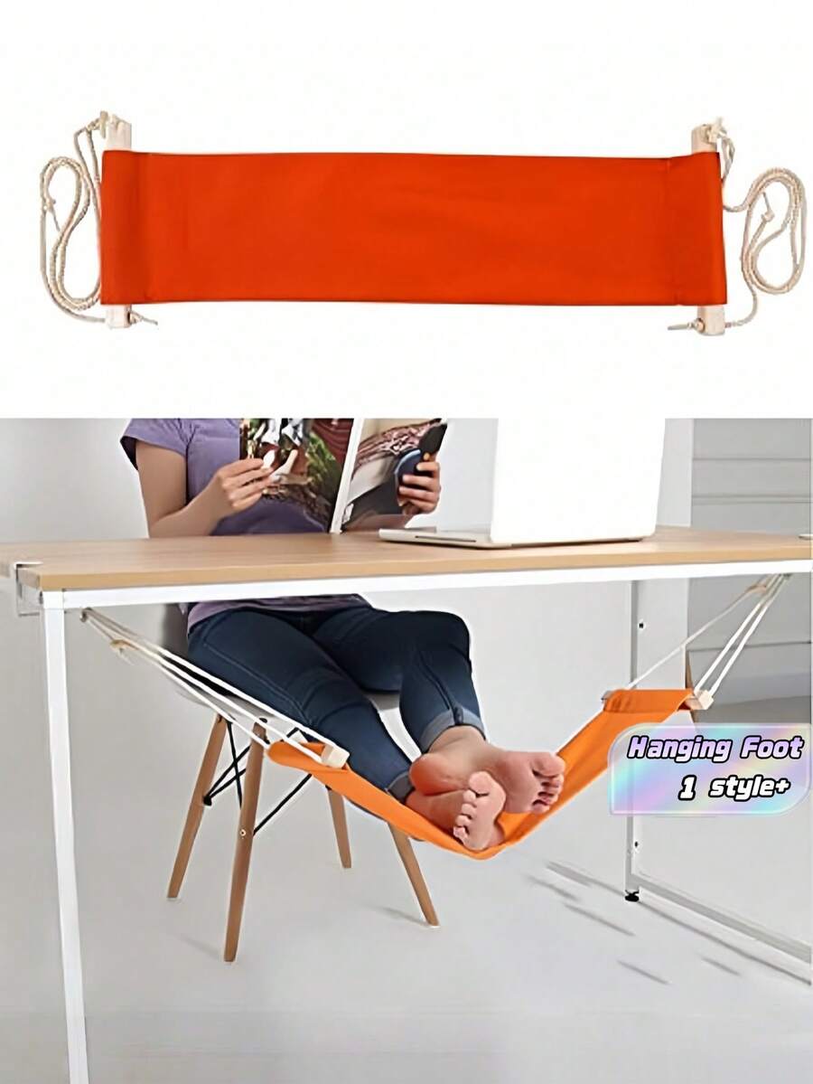 1 Pc Portable Foot Hammock Under Desk Adjustable Hanging Foot Rest For Office Home Travel Relieve Fatigue Leg Swelling Cotton Breathable Relaxation Gift - multicolor - View 1