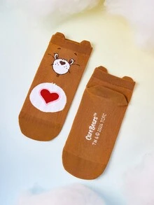 SHEIN X Care Bears 女款 3雙裝 卡通可愛透氣柔軟短襪 - 雜色 - 查看 4