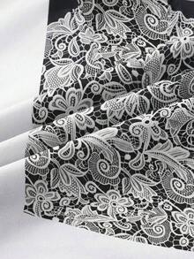 SHEIN LUNE بادي كاجوال للنساء مطبوع بالدانتيل، مناسب للربيع والصيف - متعدد الألوان - مشاهدة 4