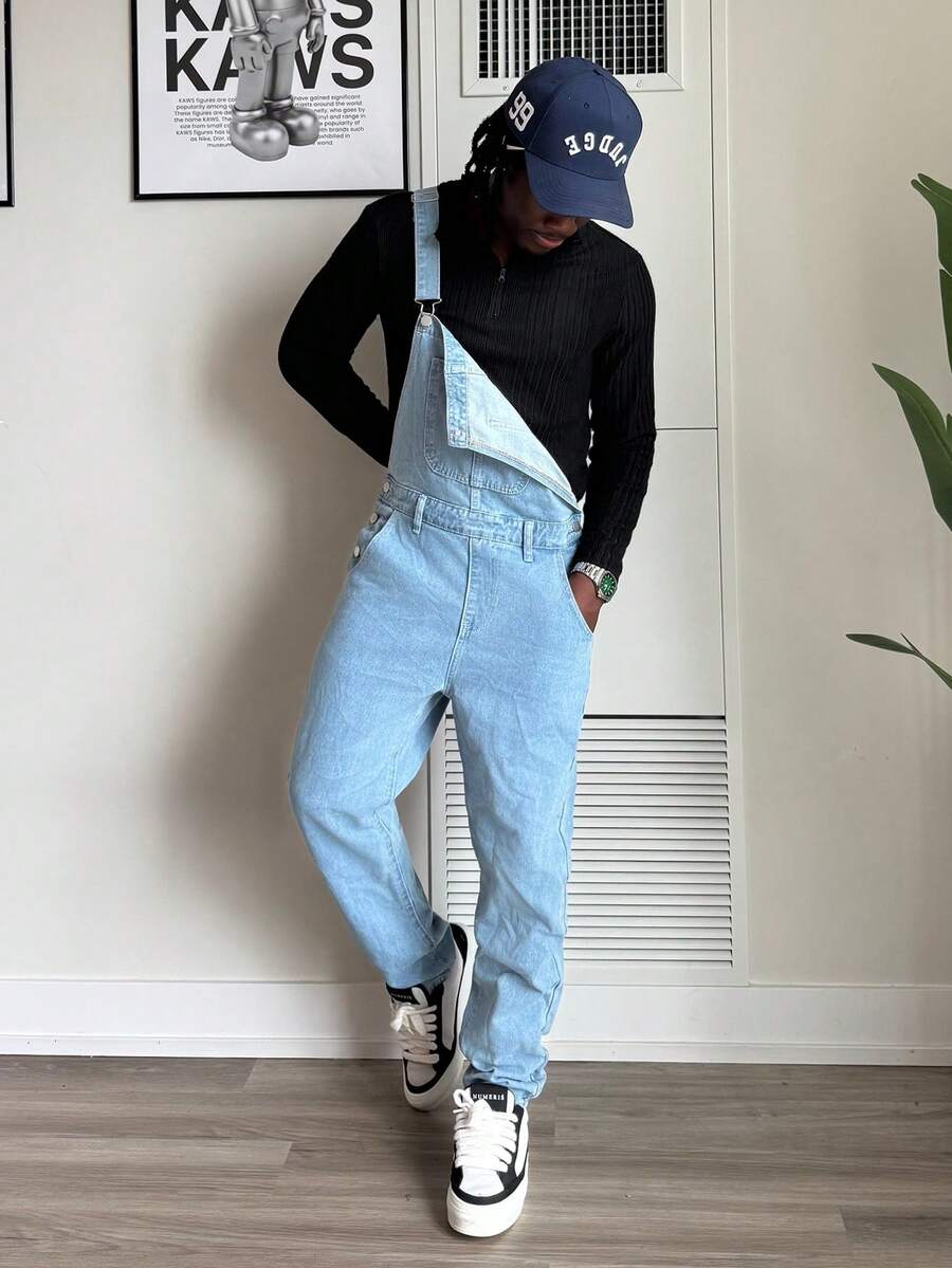 Harrin Don Harrin Don Men's Casual Outdoor Denim Bib Pants
