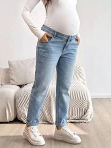MaterniWear 可調腰圍休閒百搭日常孕婦牛仔褲 - 藍色 - 查看 4