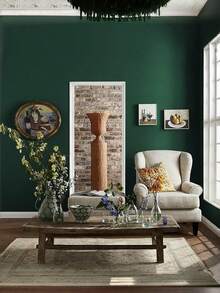 1 Roll Dark Green Self-Adhesive Wallpaper, Waterproof Vinyl Peel & Stick, Matte Thick Durable Removable, For Living Room, Cabinet, Kitchen, Bedroom, Furniture, DIY Home Decor, Easy Install, Instant Room Refresh - Dark Green - View 9