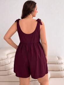 Solflare Mono casual de uso diario con fruncido de color liso para mujer talla grande - Burdeos - Ver 2