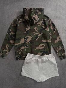 Attitoon Women's Fashion Street Camouflage Print Pocket Long Sleeve Hooded Sweatshirt - Multicolor - View 2