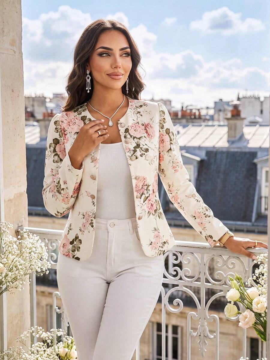 SHEIN Lady Four Seasons Women's Thin Jacket Long Sleeve Elegant Romantic Casual Commuter Business Casual Woman Office For Women Work Women Work For Women Work Pants Work Dresses For Women Office Work Tops Work Work Office Wear Women Office Attire For Women Office Dress Business Casual Women Office Wear Formal Tops For Women Business Professional Women Office Wear Work Wear Women Teacher For Women Teacher Teacher Shirts Teacher In Fall/Winter - Multicolor - View 1