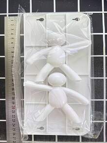 6pcs Renter-Friendly "Little Person" Wall Mounted Storage Racks, No Drill Self-Adhesive Floating Shelves (5.5 Lbs Capacity), Creative Human Shaped Bathroom Organizer, White Dorm Essential Storage Rack, Modern Kitchen Spice Rack - Multicolor - View 6