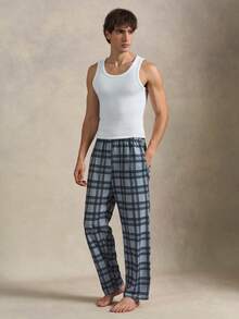 EverLounge Men's Plaid Casual Daily Home Wear Long Pants - Light Grey - View 4