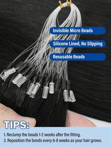 50g 50 Strands Micro Link Tip Hair Extensions 100% Real Human Hair, 16-24 Inch , Invisible Remy Cold Fusion Micro Link Tip Hair Extensions, #1 Jet Black,Long Straight Texture, Cold Fusion Installation, Buildable Fullness, Cosplay, Special Events - S1 - View 7