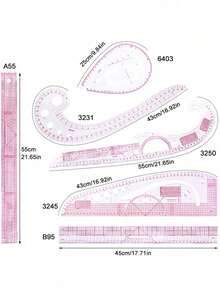 6pcs Pattern Making & Grading Ruler Set, Curved Cutting & Sewing Tools - A - View 3